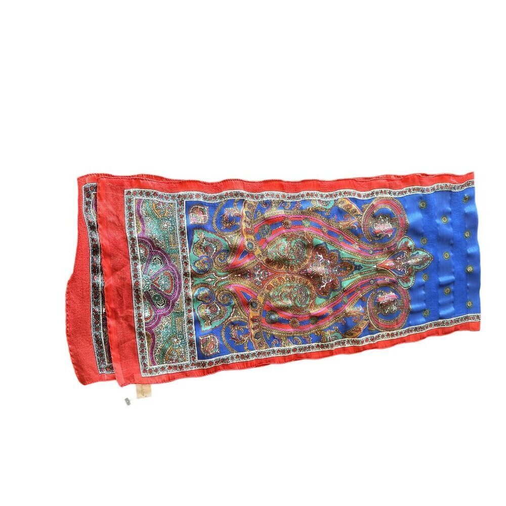 Vintage Berkshire Silk Scarf With‎ Paisley & Floral Patterns